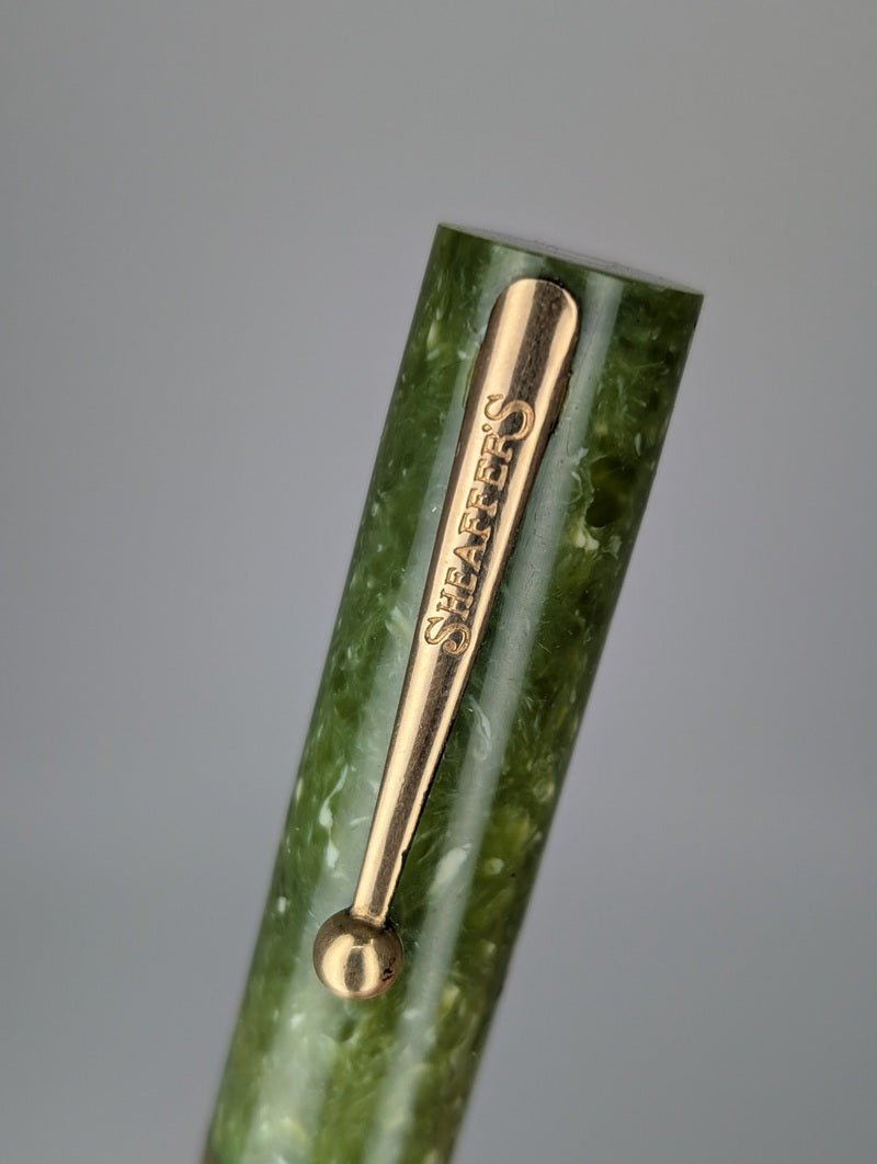 *Consignment* Sheaffer 1920's Flat Top Jade Fountain Pen Steel Fine Nib