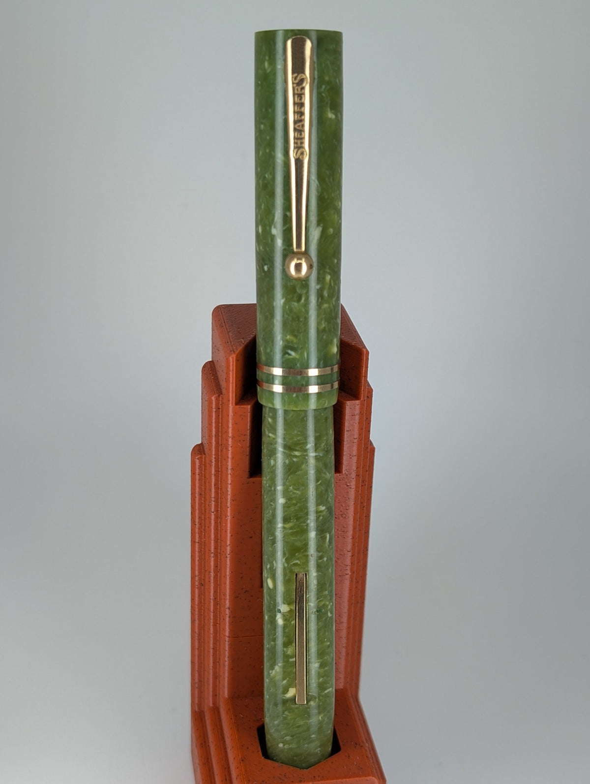 *Consignment* Sheaffer 1920's Flat Top Jade Fountain Pen Steel Fine Nib