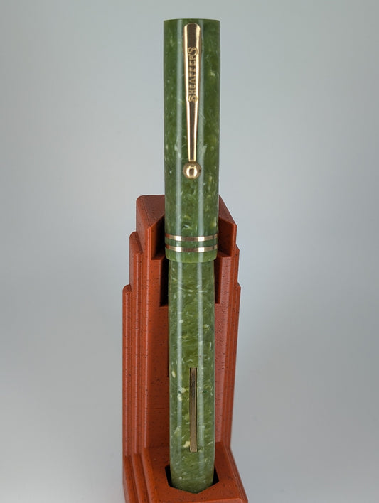 *Consignment* Sheaffer 1920's Flat Top Jade Fountain Pen Steel Fine Nib