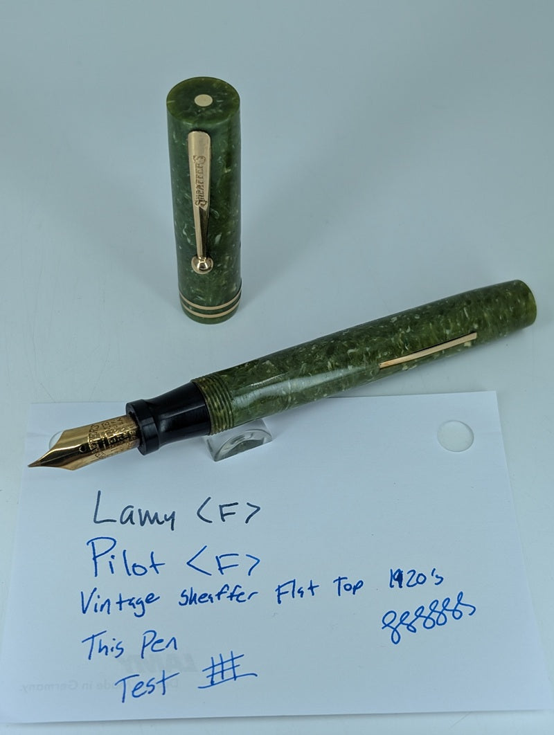 *Consignment* Sheaffer 1920's Flat Top Jade Fountain Pen Steel Fine Nib