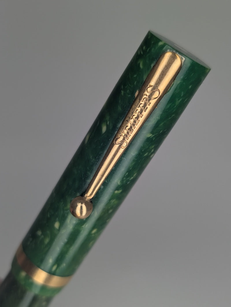 *Consignment* Vintage Sheaffer Senior "Flat top" Jade Lever Fill Fountain Pen