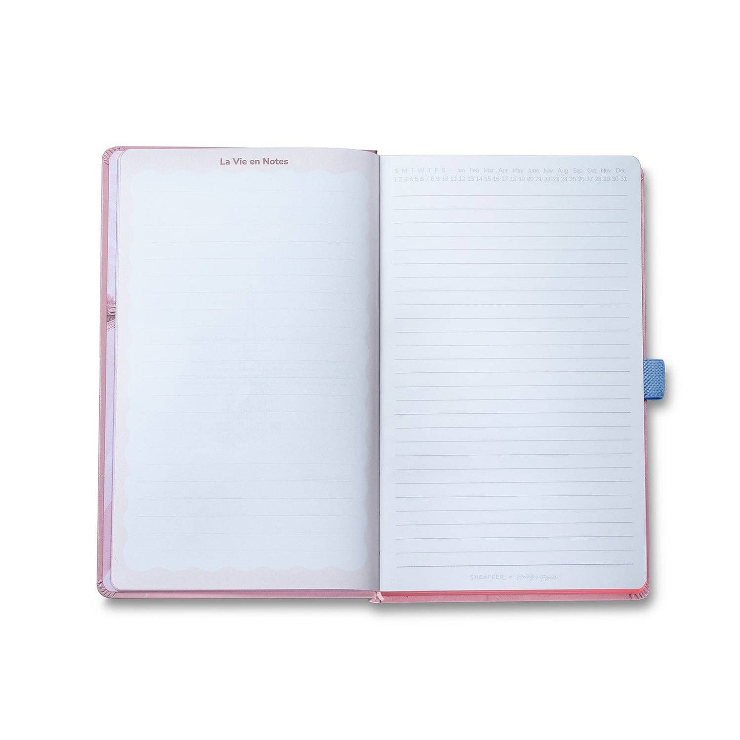 Sheaffer Emily In Paris Special Edition Eiffel Tower A5 Pink Open notebook with lined pages on a white background