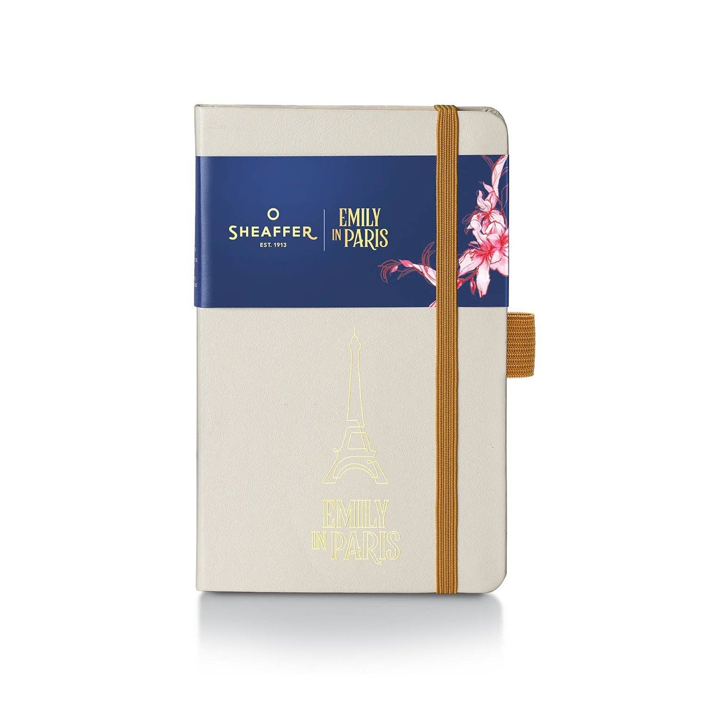 Notebook with Eiffel Tower design and 'Sheaffer' branding on a white background