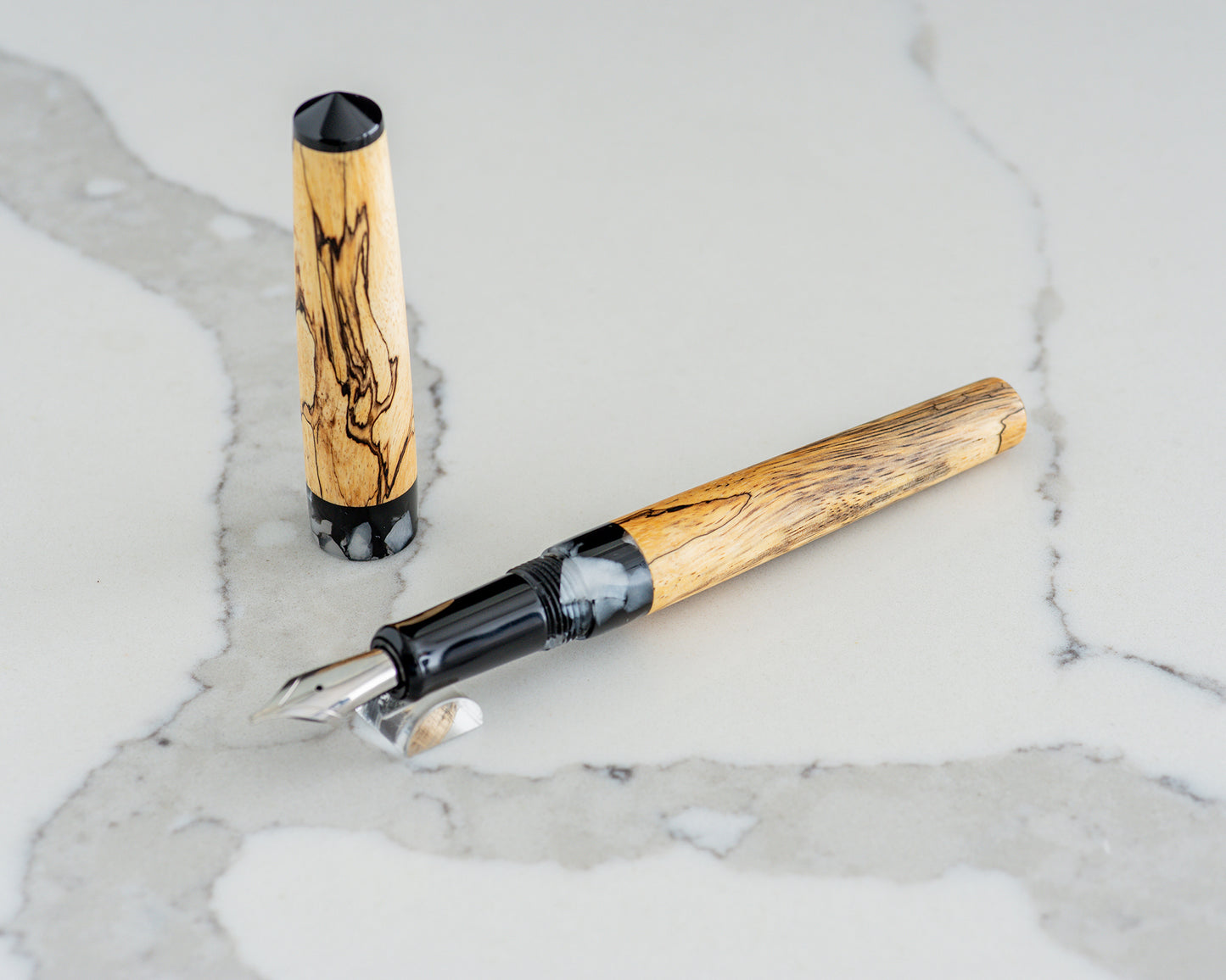 Rhys' Pieces Custom Fountain Pen - "Topo Line" Spalted Tamarind & Acrylic