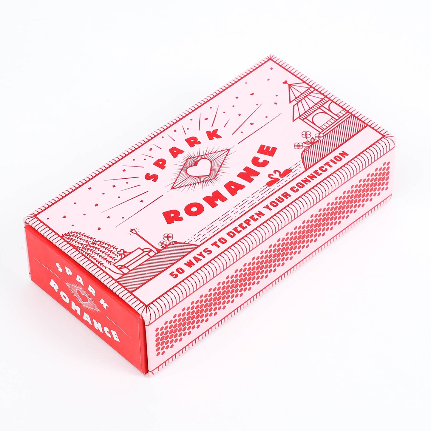 Red box with 'Spark Romance' text on a white background