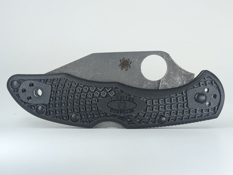 *Consignment* Spyderco Delica 4 Black Knives Plus Moded Folding Knife