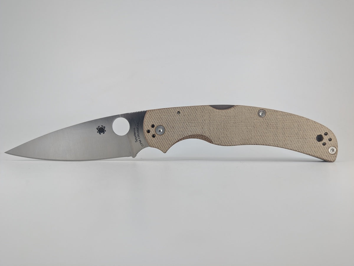Spyderco Native Chief Natural Brown Canvas Micarta Cruwear Back Lock Folding Knife