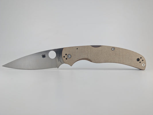 Spyderco Native Chief Natural Brown Canvas Micarta Cruwear Back Lock Folding Knife