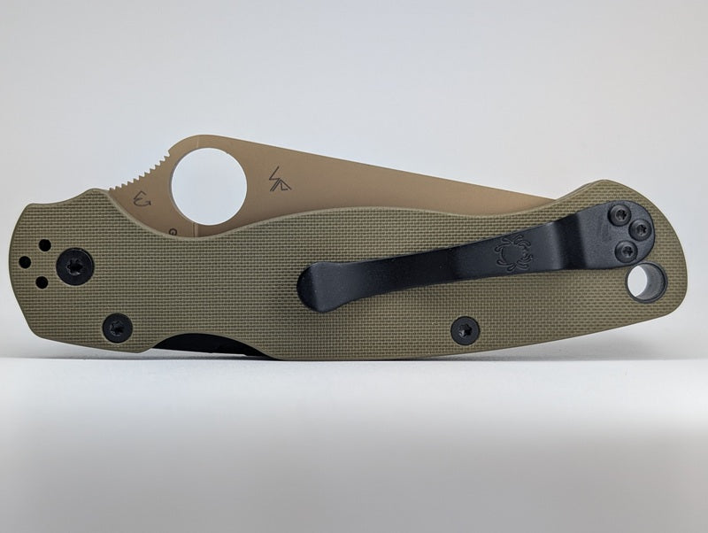*Consignment* Spyderco x REC Exclusive Para 2 Olive Drab G10 Compression Lock Folding Knife