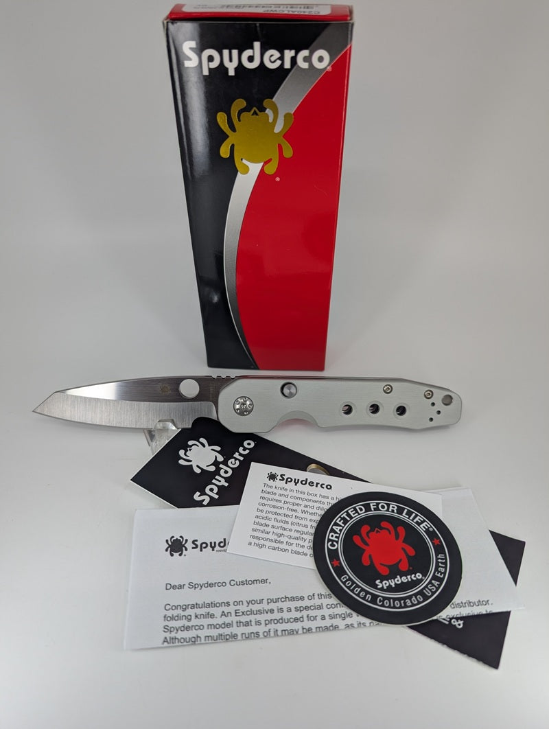 *Consignment* Spyderco Smock Raw Aluminum CRU-WEAR Compression Lock Folding Knife