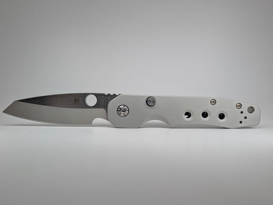 *Consignment* Spyderco Smock Raw Aluminum CRU-WEAR Compression Lock Folding Knife