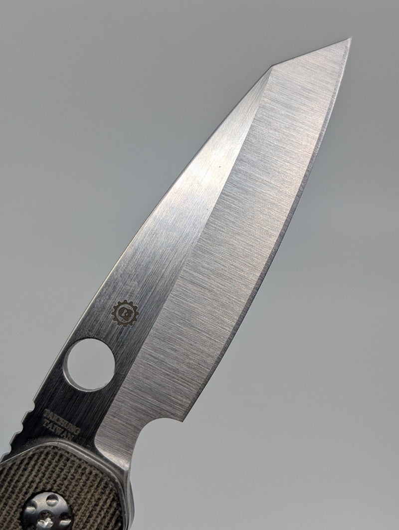 *Consignment* Spyderco Smock Green Canvas Micarta 20CV Button Compression Lock Folding Knife