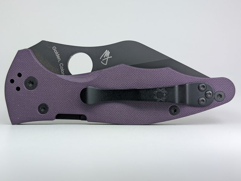 *Consignment* Spyderco Yojimbo 2 Purple / Black DLC Cruwear Compression Lock Folding Knife