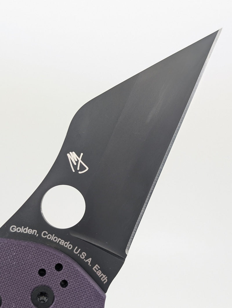*Consignment* Spyderco Yojimbo 2 Purple / Black DLC Cruwear Compression Lock Folding Knife