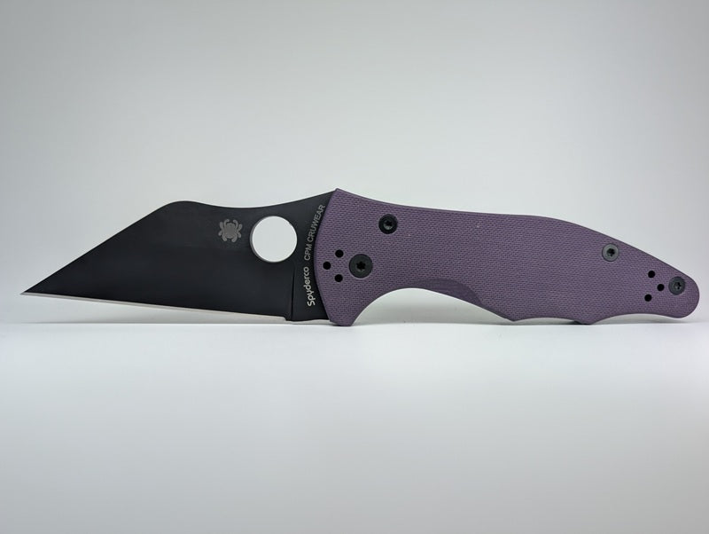 *Consignment* Spyderco Yojimbo 2 Purple / Black DLC Cruwear Compression Lock Folding Knife