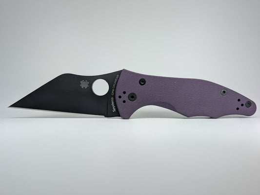 *Consignment* Spyderco Yojimbo 2 Purple / Black DLC Cruwear Compression Lock Folding Knife