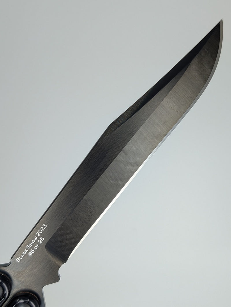*Consignment* Squid Industries Blade Show 2023 Krake Raken v3 Black Wave Bowie Inked Live Blade Balisong