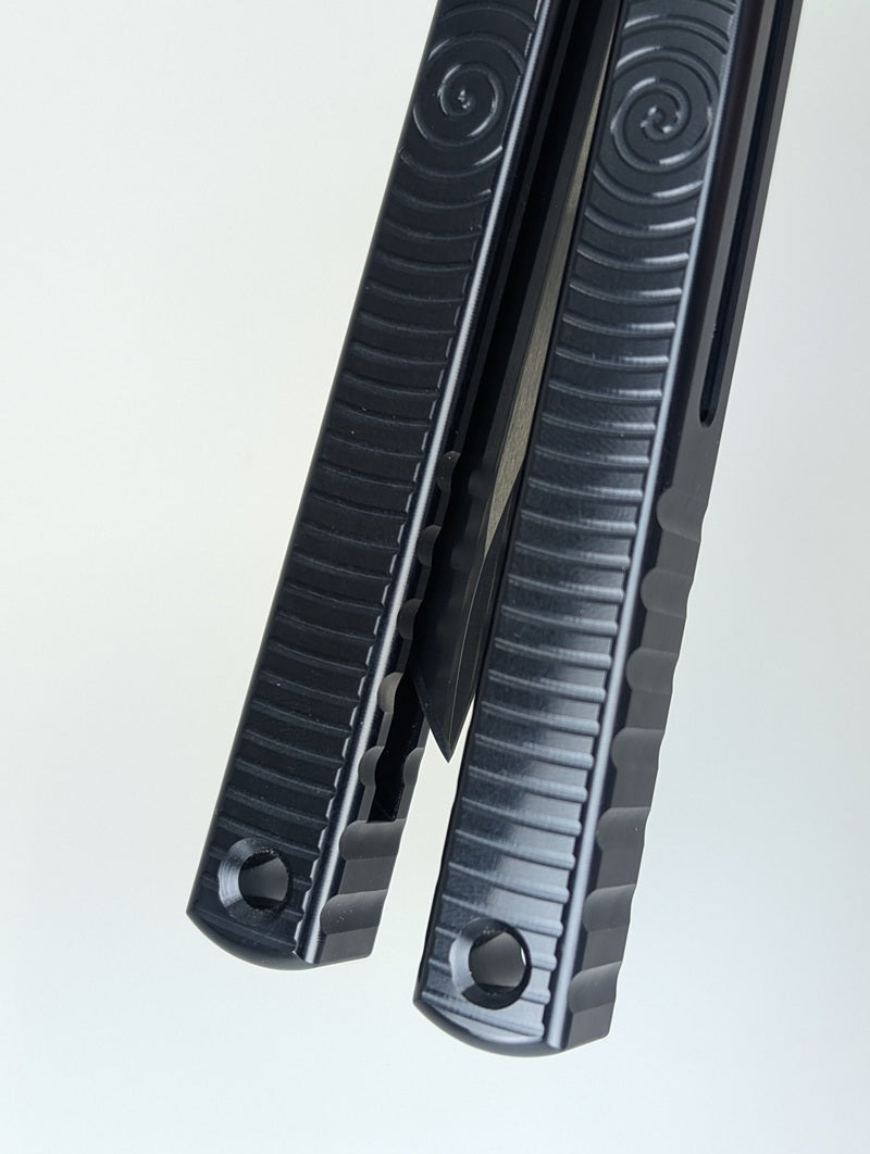 *Consignment* Squid Industries Blade Show 2023 Krake Raken v3 Black Wave Bowie Inked Live Blade Balisong
