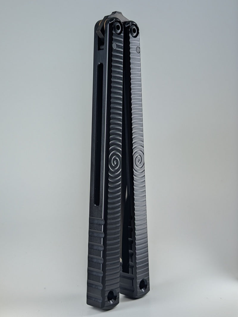 *Consignment* Squid Industries Blade Show 2023 Krake Raken v3 Black Wave Bowie Inked Live Blade Balisong