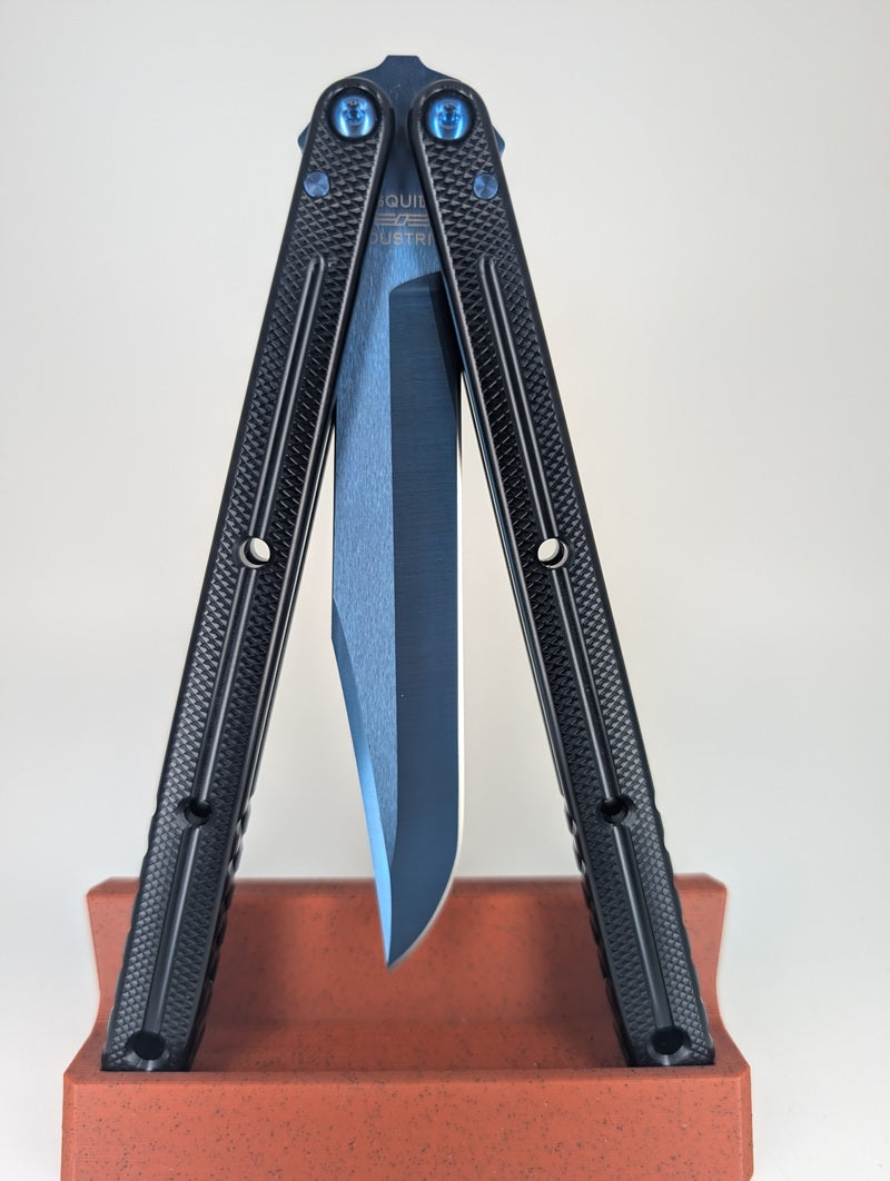 *Consignment* Squid Industries Krake Raken V3 Sapphire Bowie Black Live Blade Balisong