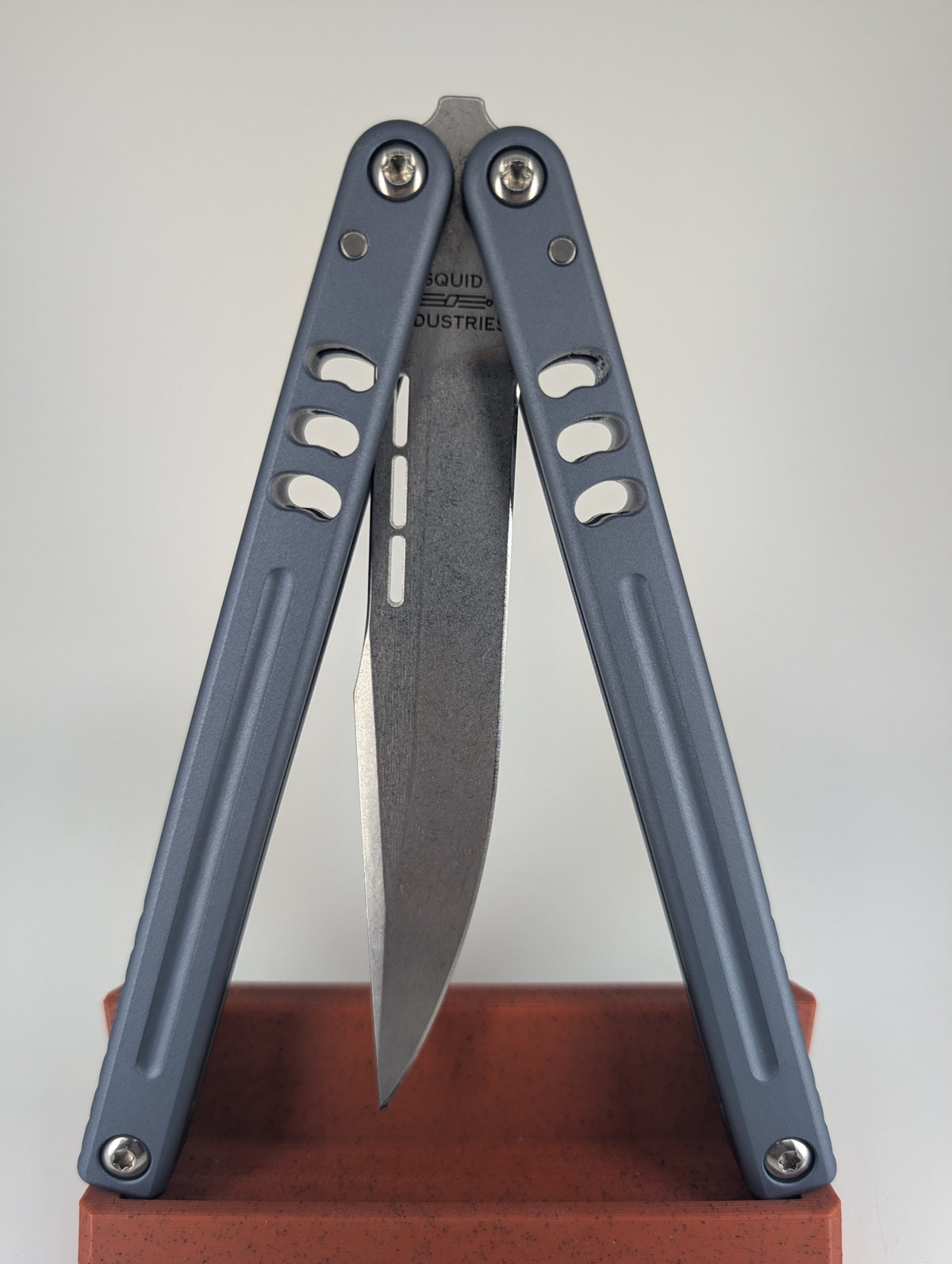 *Consignment* Squid Industries Mako Harpoon Gunmetal Aluminum Live Blade Balisong