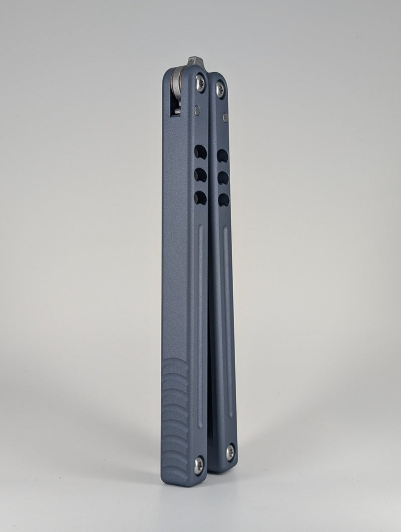 *Consignment* Squid Industries Mako Harpoon Gunmetal Aluminum Live Blade Balisong