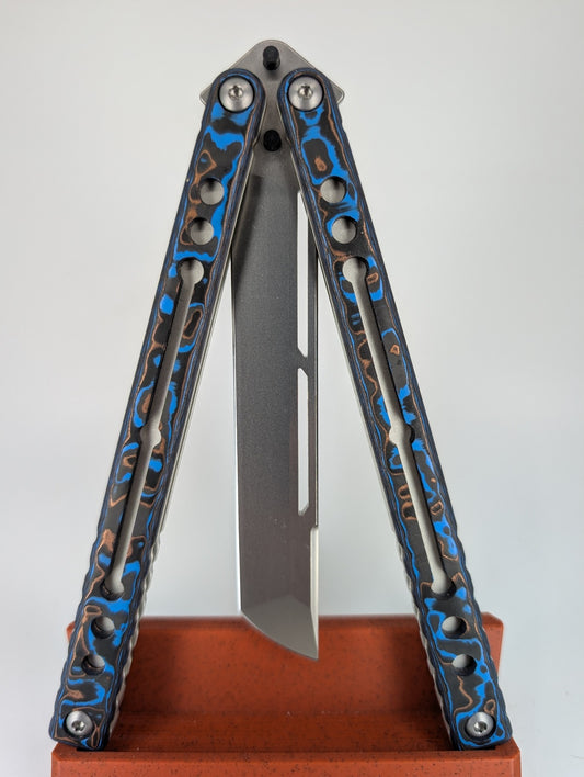 Squid Industries Nautilus Tanto Matte Silver Wake Edition Live Blade Balisong