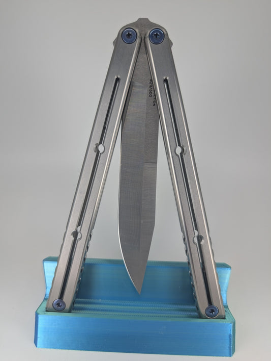 *Consignment* Squid Industries Ti-Kraken Satin Weehawk Blue Hardware Live Blade Balisong