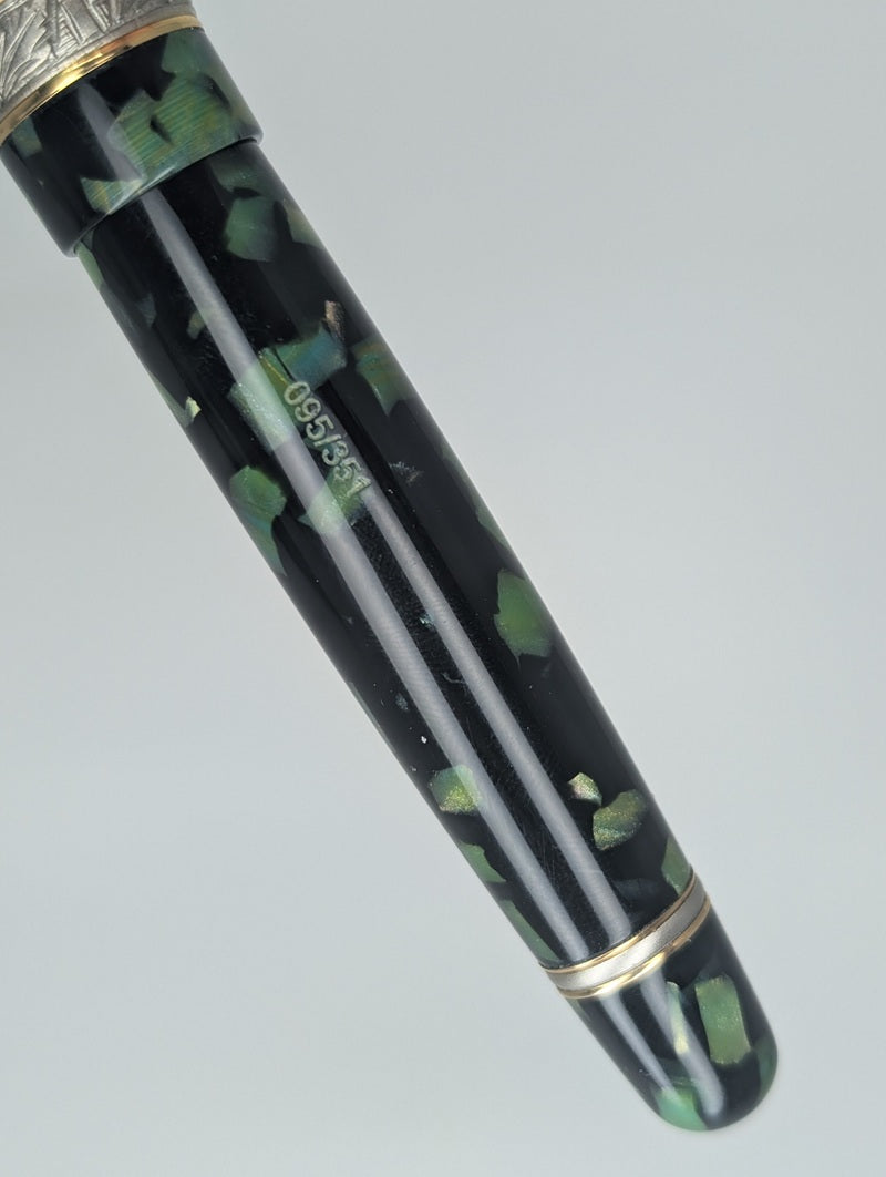 *Consignment* Stipula Etruria Magnifica Green Celluloid Fountain Pen Titanium Flex Nib #95 of 351