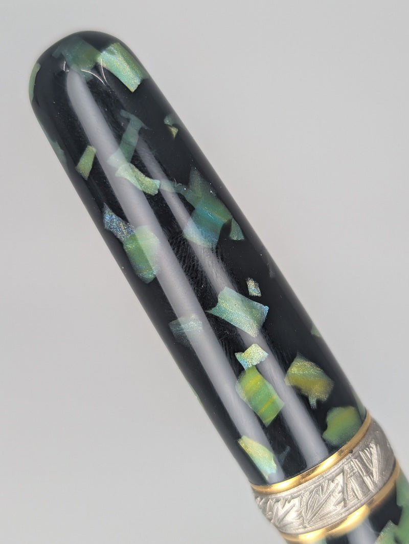 *Consignment* Stipula Etruria Magnifica Green Celluloid Fountain Pen Titanium Flex Nib #95 of 351