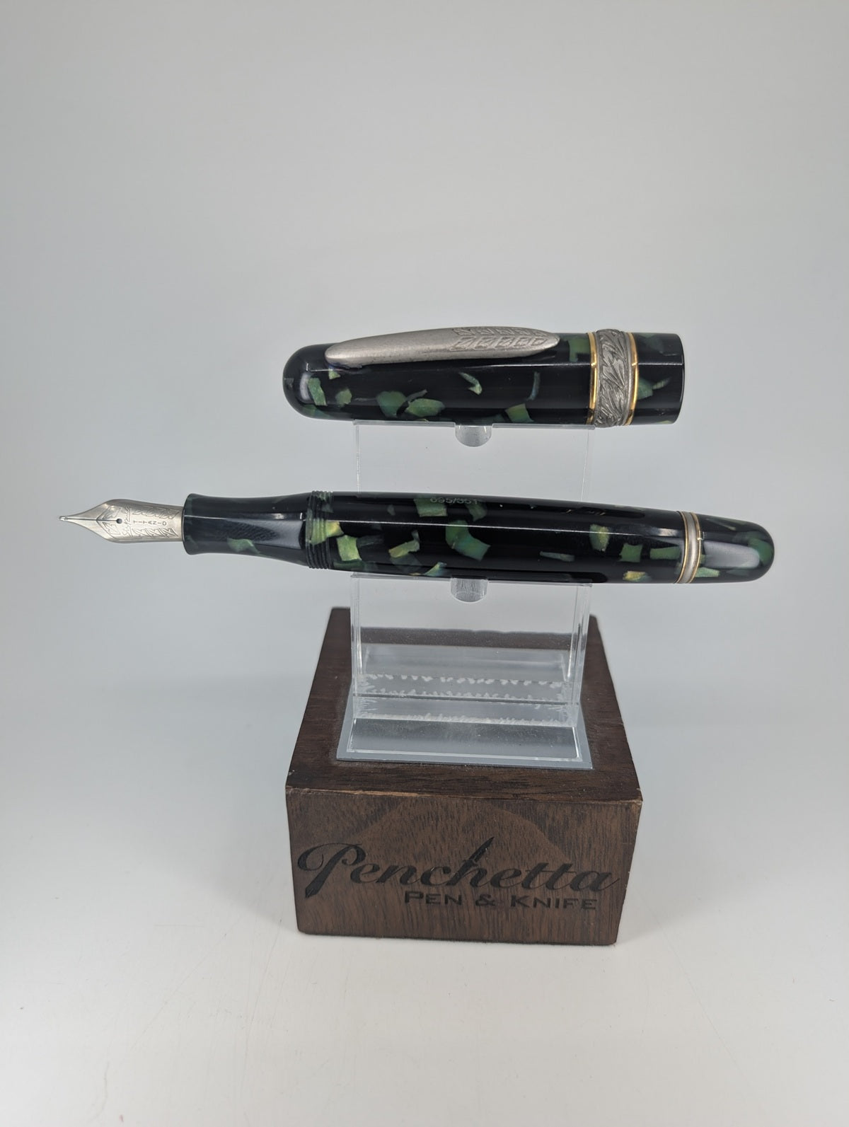 *Consignment* Stipula Etruria Magnifica Green Celluloid Fountain Pen Titanium Flex Nib #95 of 351