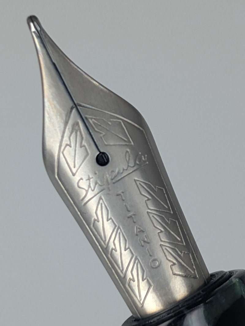 *Consignment* Stipula Etruria Magnifica Green Celluloid Fountain Pen Titanium Flex Nib #95 of 351