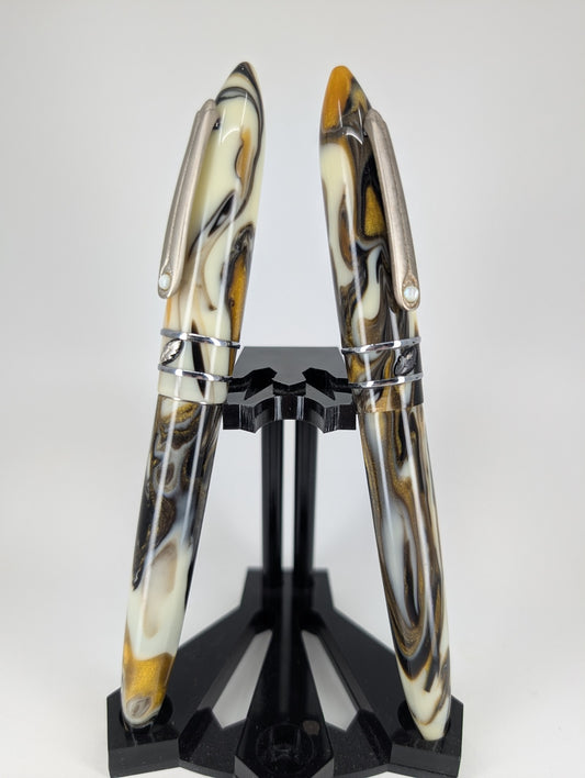 *Consignment* Stipula Model-T Pyrite Fountain Pen / Rollerball Pen Set