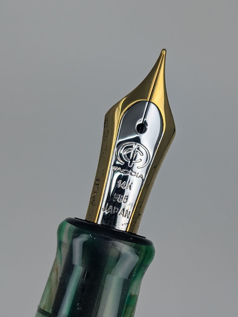 *Consignment* Taccia Spotlight Forest Eye Demonstrator Fountain Pen 14k Gold Medium/Fine Nib