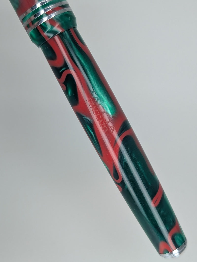 *Consignment* Taccia Staccato Emerald Swirl Fountain Pen Medium Nib