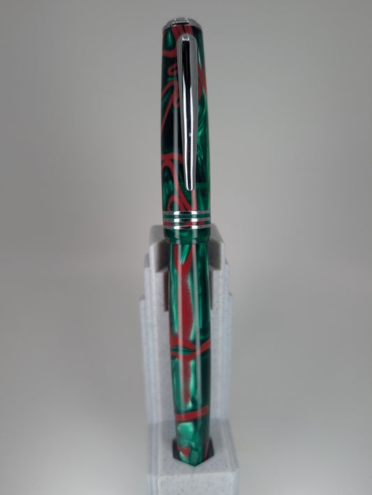 *Consignment* Taccia Staccato Emerald Swirl Fountain Pen Medium Nib