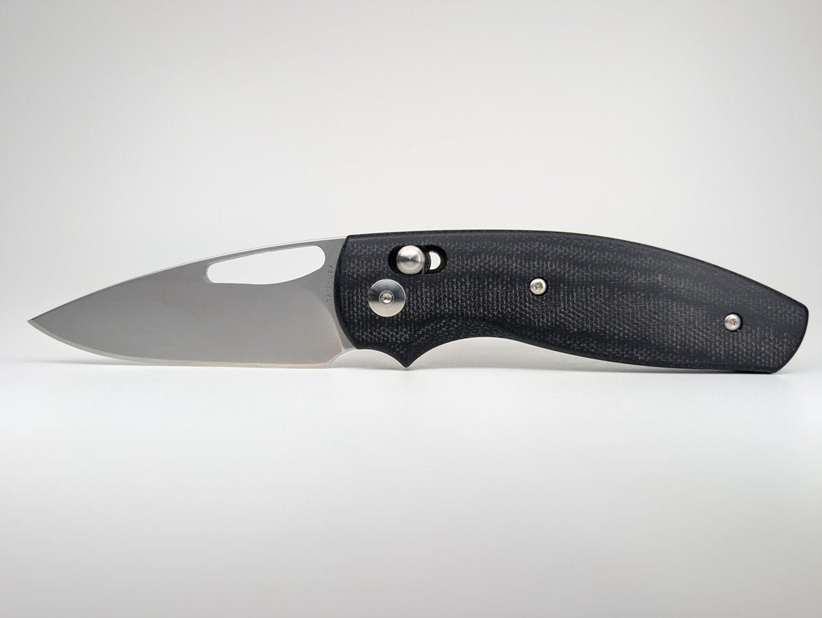 *Consignment* Three Rivers Manufacturing Bulldog Rev B Double Black Micarta 3D Folding Knife