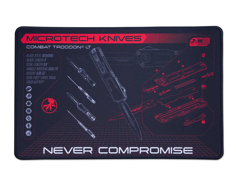 Microtech Troodon work mat with exploded diagram