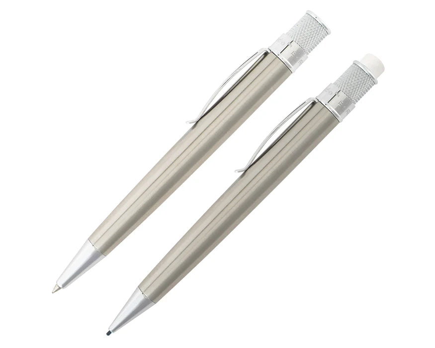 Retro 51 Tornado Stainless Rollerball and Mechanical Pencil Set