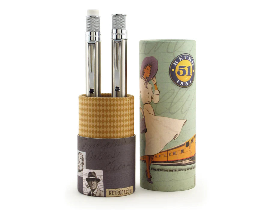 Retro 51 Tornado Stainless Rollerball and Mechanical Pencil Set