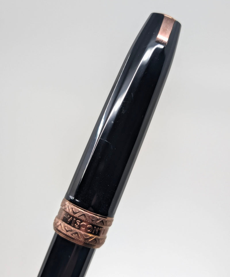 *Consignment* Visconti Michelangelo "Negra Oro Rosa" Fountain Pen 14k Gold Medium Nib