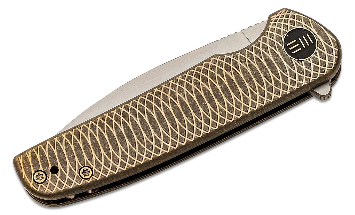 WE KNIFE Shakan Gold Satin Polish Titanium Handle Limited Edition Folding Knife