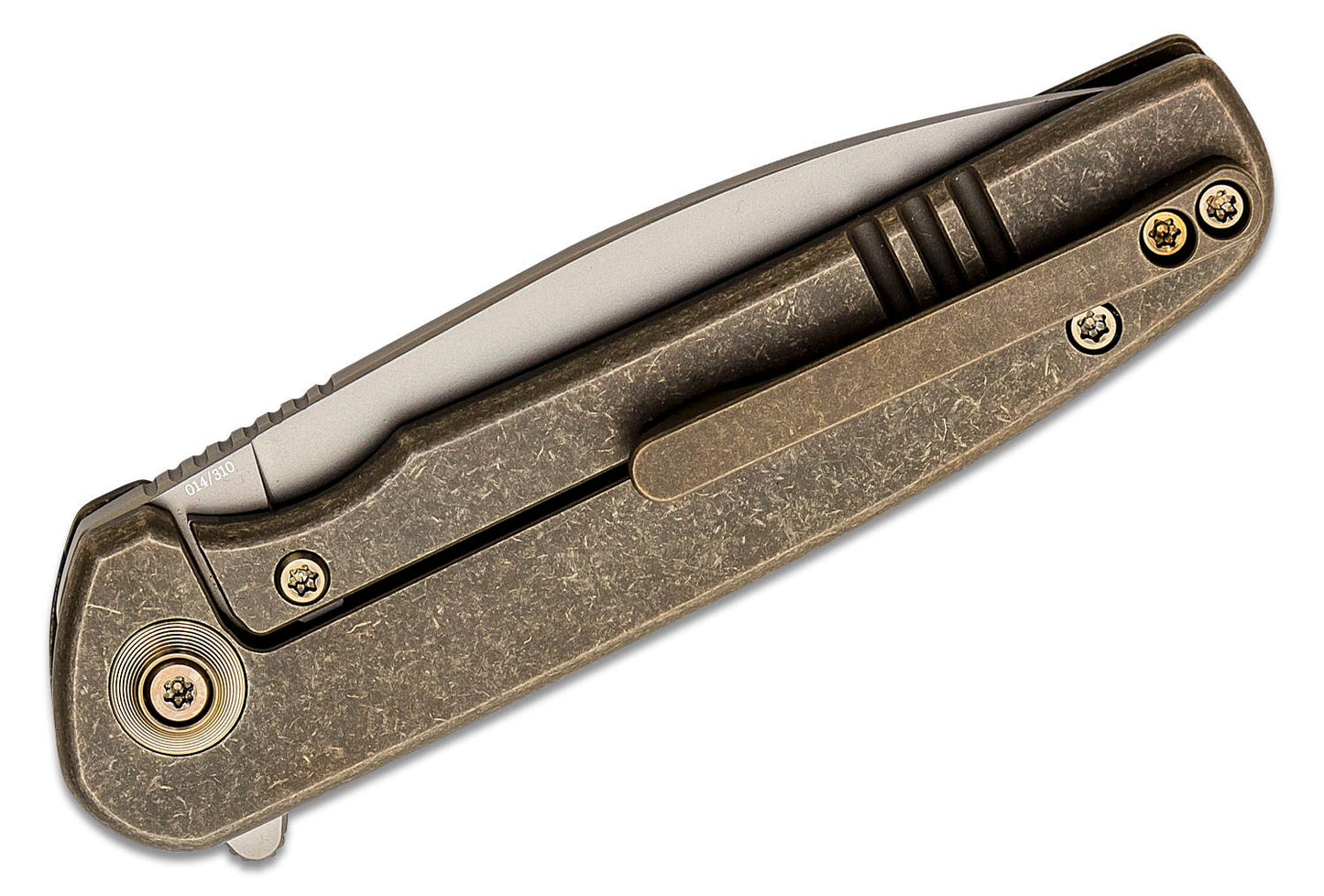 WE KNIFE Shakan Gold Satin Polish Titanium Handle Limited Edition Folding Knife