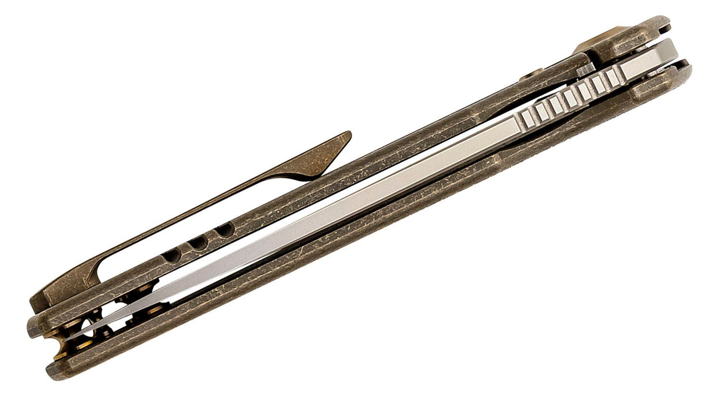 WE KNIFE Shakan Gold Satin Polish Titanium Handle Limited Edition Folding Knife