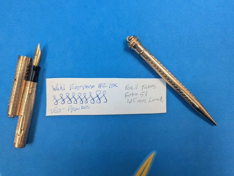 *Consignment Wahl Eversharp Gold Filled Pendant Fountain Pen 14k #2 Nib and Pencil Set