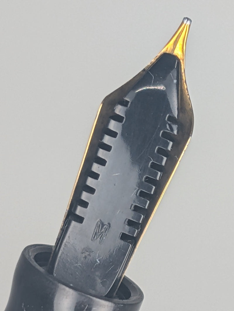 *Consignment* Wahl Eversharp Large Black Decoband Fountain Pen 14k Medium Flex Nib