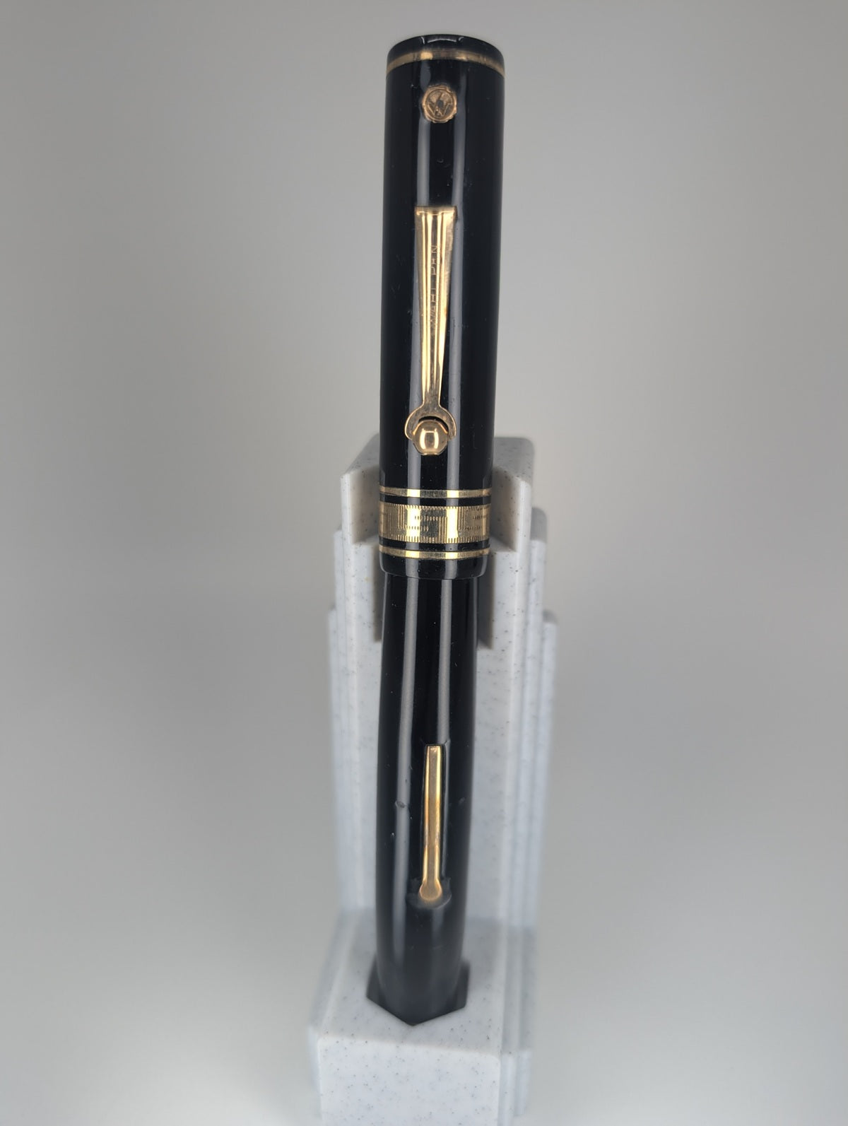 *Consignment* Wahl Eversharp Large Black Decoband Fountain Pen 14k Medium Flex Nib