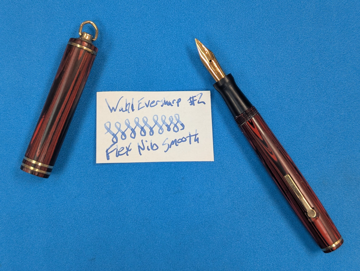 *Consignment* Wahl Eversharp Red Wood Grain Ebonite Pendant Fountain Pen #2 Flex Nib