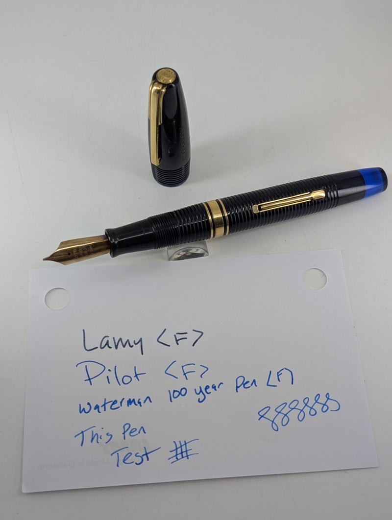 *Consignment* Waterman 100 Year Pen Black / Blue Fountain Pen Steel Fine Nib