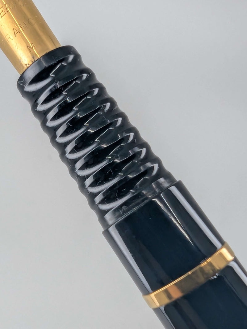 *Consignment* Waterman France Laureat Black / Gold Fountain Pen Steel Medium Nib